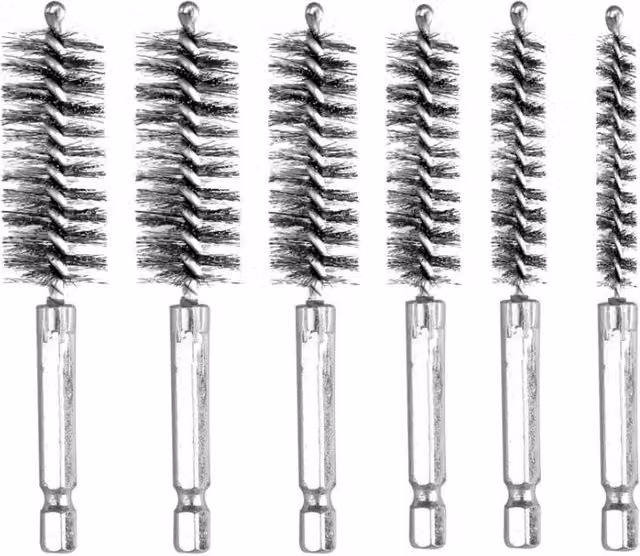 KDMD 6-Piece Stainless Steel Electric Drill Wire Brush Set with Hex Shank in Silver