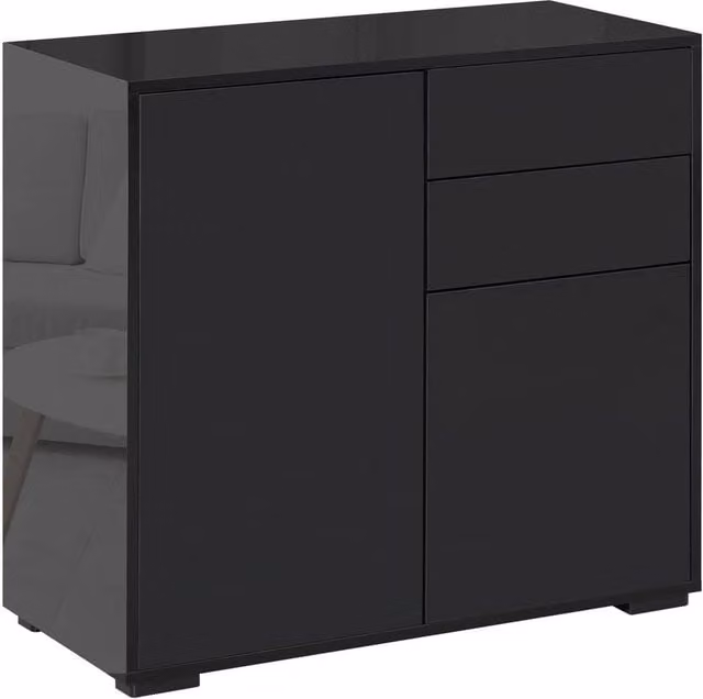 Kelvenix Side Cabinet with 2 Doors and 2 Drawers in Black