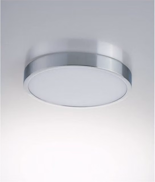 Netlighting Domo Round LED Flush Ceiling Lamp in Silver Chrome with 4000K Cool White Light