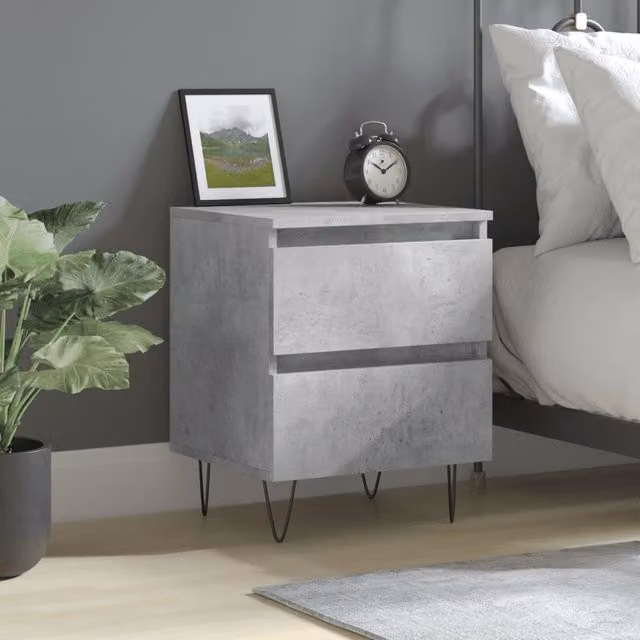 Berkfield Home Bedside Cabinet in Concrete Grey, W/D/H: 40 x 35 x 50 cm – 1