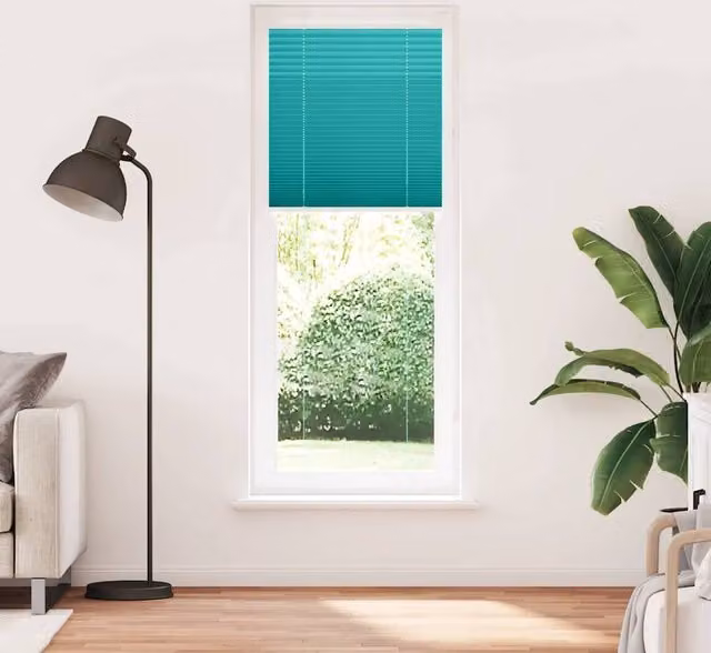 Berkfield Home Single Pleat Petrol Green Polyester Blind, W: 74.4 cm, H: 200 cm – 1