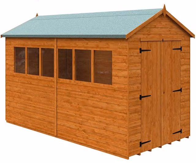 Buttercup Farm XL Workshop 12mm Wood Shed in Burnt Orange and Grey, L355 x W175 x H240.5 cm