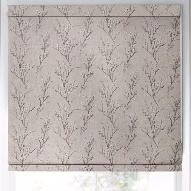 Laura Ashley Pussy Willow Embroidered Blackout Roman Blind in Grey Floral Design