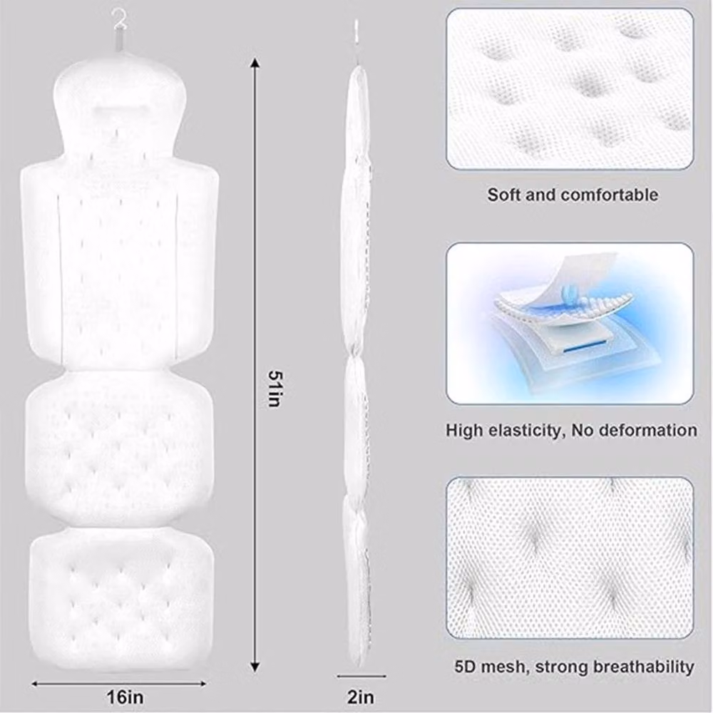 VOGREX Full Body Bath Pillow in White, W: 51 cm, H: 16 cm – 2