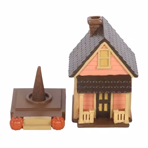 Something Different Wholesale Pink Ceramic House Incense Cone Burner with Pumpkins for Autumn and Halloween – 2