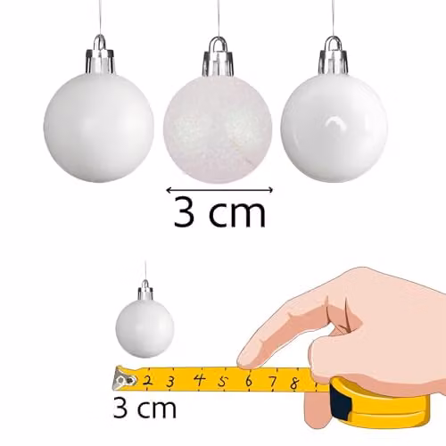 Shatchi Christmas Bauble Hanging Decorations, White and Silver, 24 Pack, Diameter: 3 cm – 2