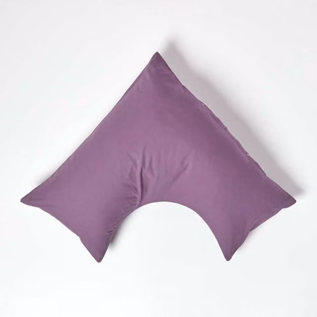 Homescapes 200 Thread Count Purple Egyptian Cotton Percale V Shape Pillowcase