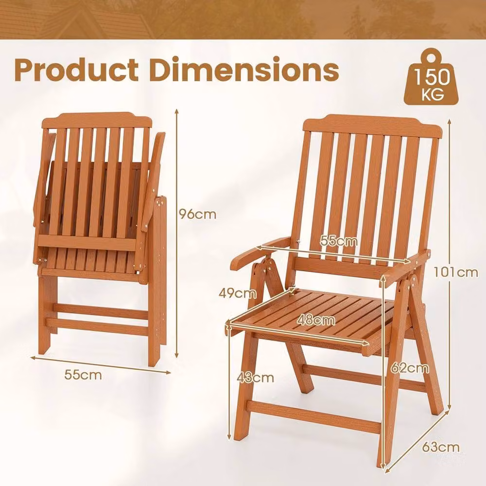 Kelvenix All-Weather HDPE Outdoor Dining Chair in Brown – 2
