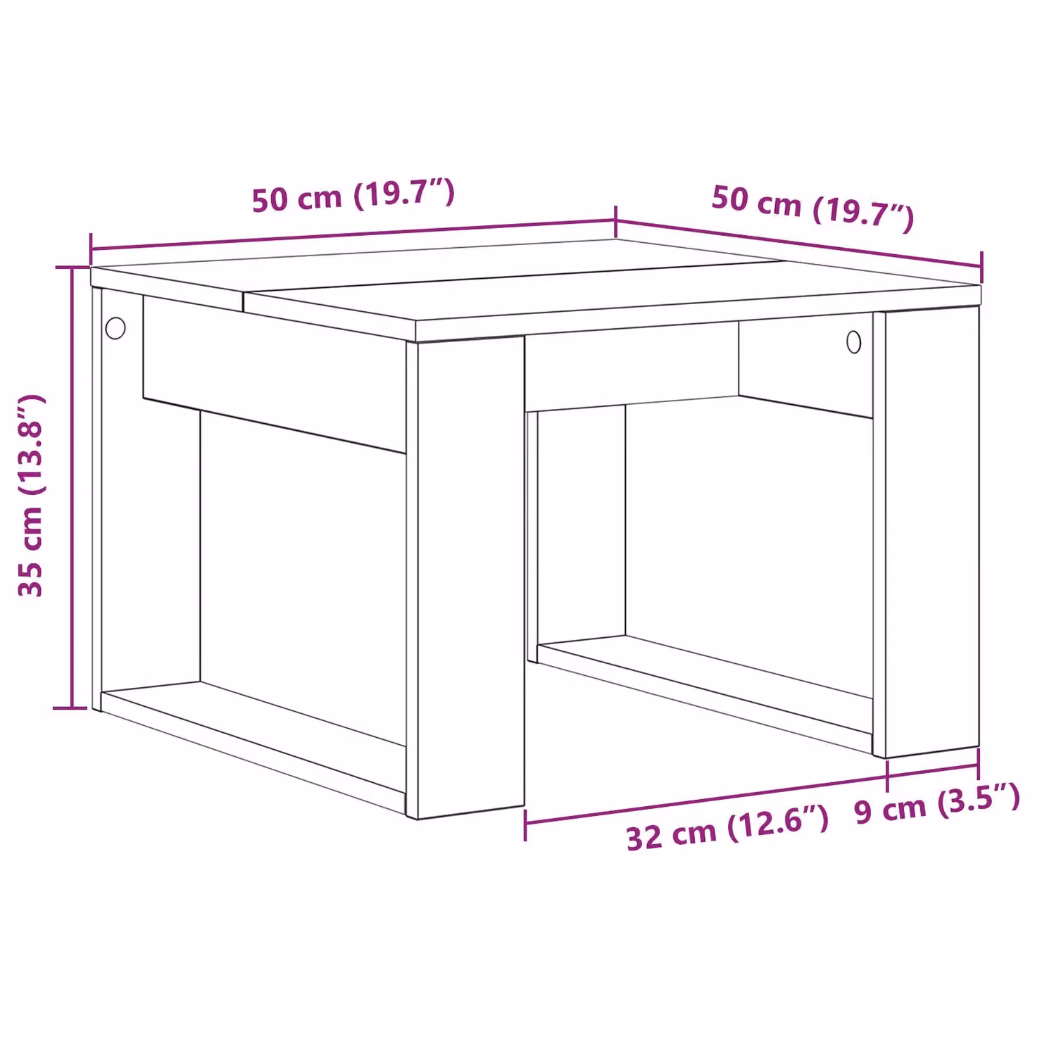 Berkfield Home Black Oak Side Table, W/D/H: 50 x 50 x 35 cm – 5