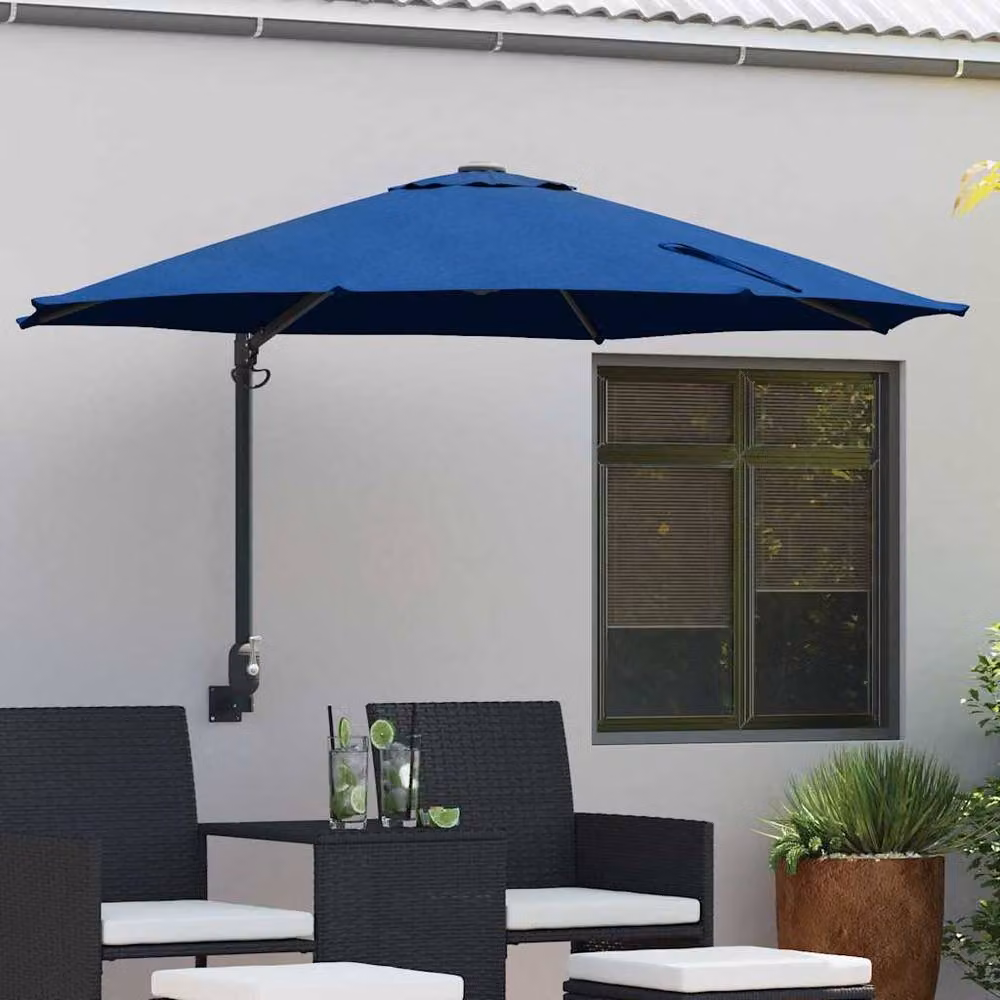 Berkfield Home Large Tiltable Patio Umbrella in Azure Blue Polyester, H 248 cm x W 230 cm – 2