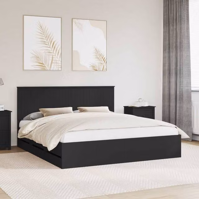 Berkfield Home Modern Bed Frame with Drawers in Black, Engineered Wood, 180 x 200 cm – 1