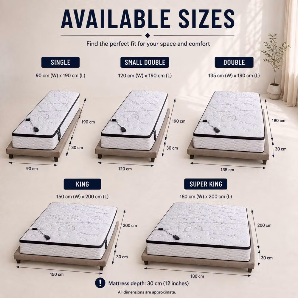 Stratus Interiors Prime Massage 3000 Hybrid Pocket Gel Mattress in White, W/D/H: 90 x 190 x 30 cm – 6