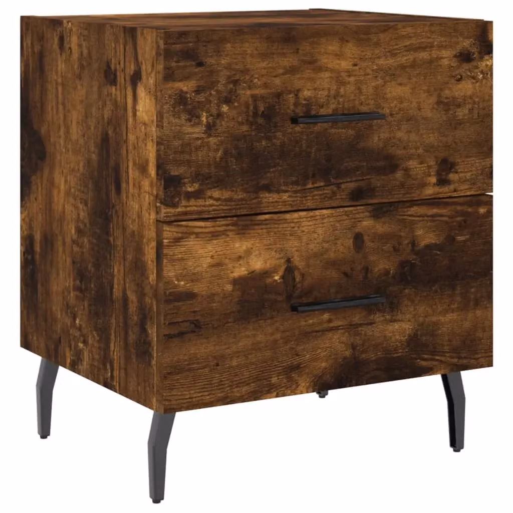 Berkfield Home Set of 2 Smoked Oak Bedside Cabinets in Brown, W/D/H: 40 x 35 x 47.5 cm – 4
