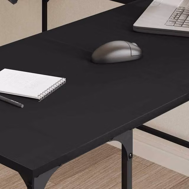 Berkfield Home Modern Black Writing Desk in Engineered Wood W/D/H: 139 x 139 x 75 cm