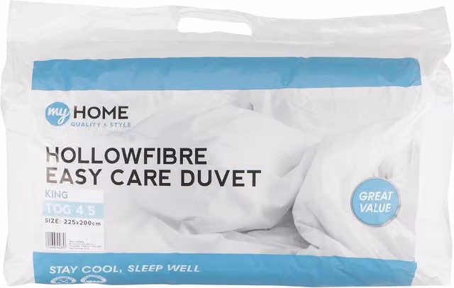 My Home White King Size 4.5 Tog Summer Hollow Fibre Cooling Duvet