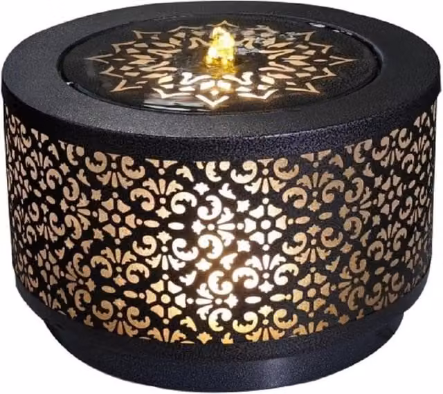 Serenity Moroccan Mosaic Tabletop LED Water Feature in Grey and Black
