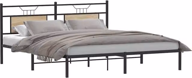 Berkfield Home Sonoma Oak Decorative Bed Frame in Light Brown, W/D/H: 183 x 188 x 91.5 cm – 1