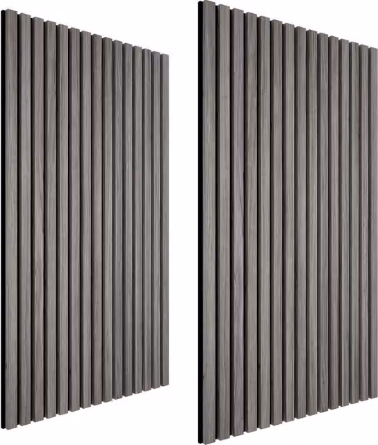tectake Set of 2 Acoustic Wall Panels with Real Wood Veneer and MDF, Sound-Absorbing Wood Slats with Felt Fabric, Light Grey Oak, W: 120 cm, H: 60 cm, D: 2.1 cm – 7