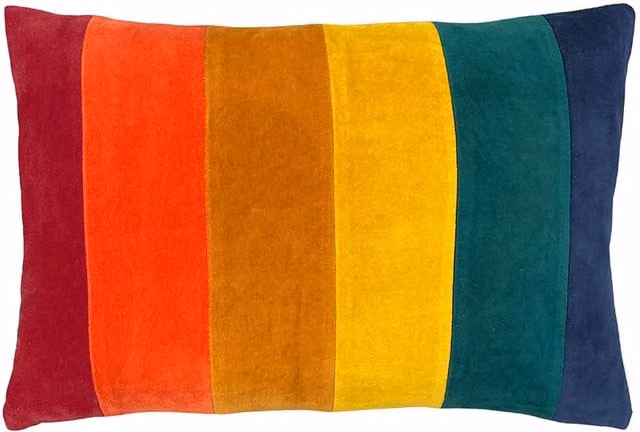 Make It A Home Rainbow Kids Striped Rectangular Cushion in Multicolour and Yellow