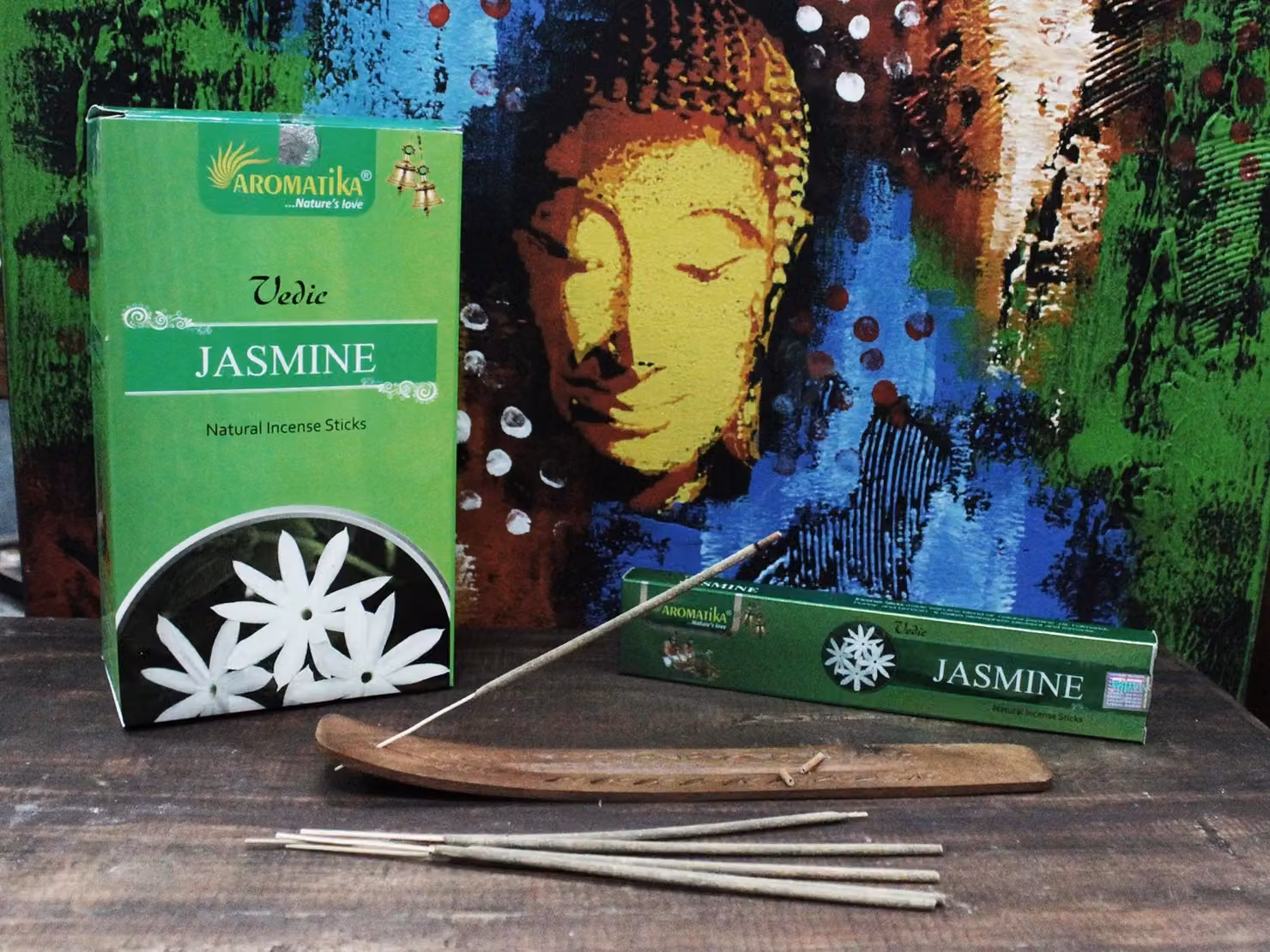 Aromatika Vedic Jasmine Incense Sticks, Green, Floral Scent – 2