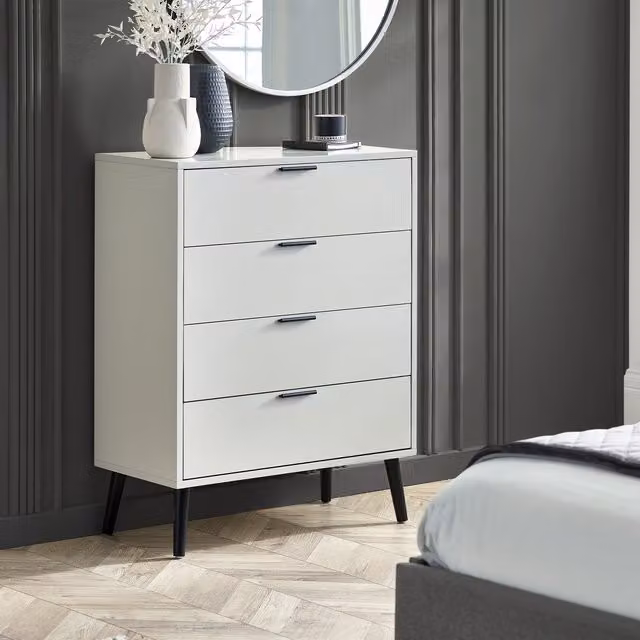 Julian Bowen Alba 4 Drawer Chest in Silk Grey with Soft Close Drawers