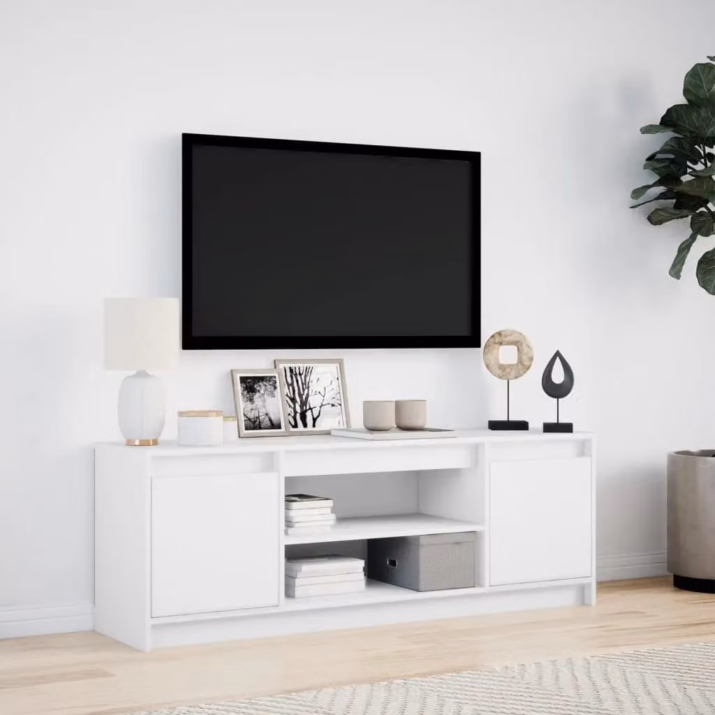 Berkfield Home Modern White Glossy TV Cabinet with Integrated LED Lighting, W/D/H: 139.5 x 34 x 50 cm – 2