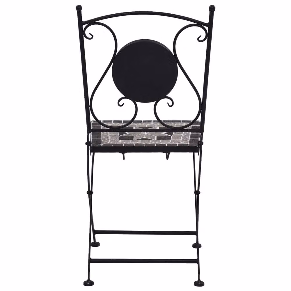Berkfield Home 3 Piece Mosaic Bistro Set in Grey with Ceramic Tile and Metal Construction
