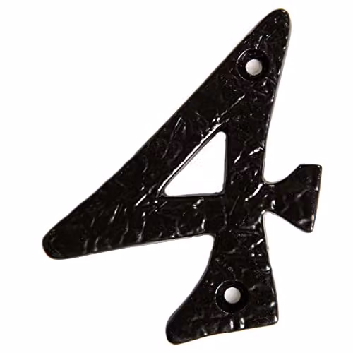Hammer and Tongs Rustic Metal Number 4 Wall Decor in Black