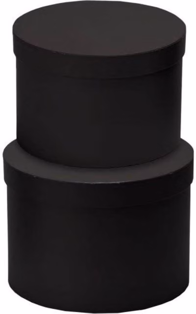 KDMD Black Hat Boxes with Lids, Set of 2