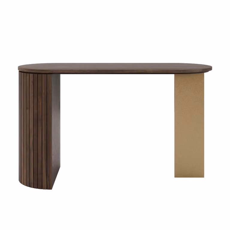 Dome Deco GILSON Modern Oval Writing Desk in Oak and Brown