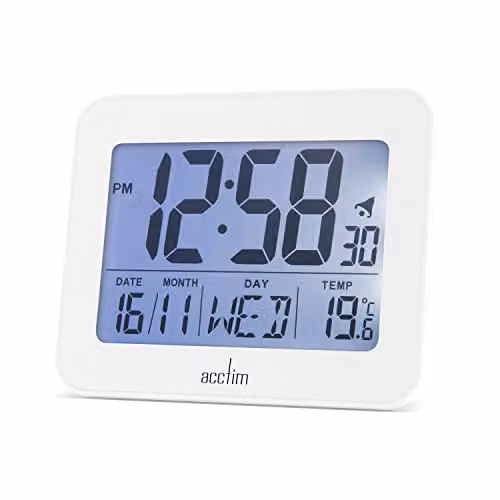 Acctim Otto Superbrite Digital Bedside Alarm Clock, White
