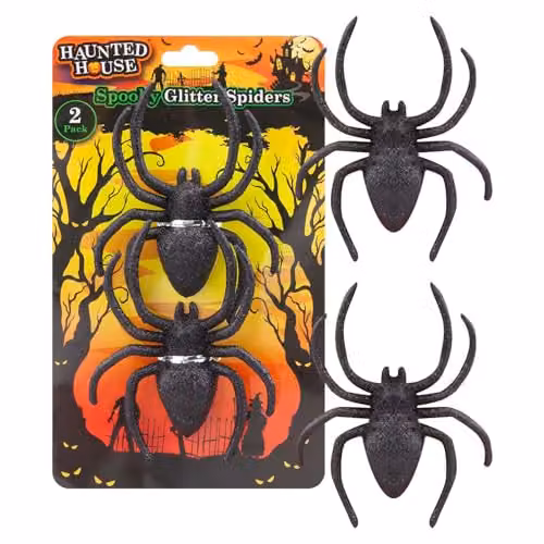 VFM e-Store Black Glitter Halloween Spider Decoration W: 14 cm, D: 10 cm, H: 2 cm – 3