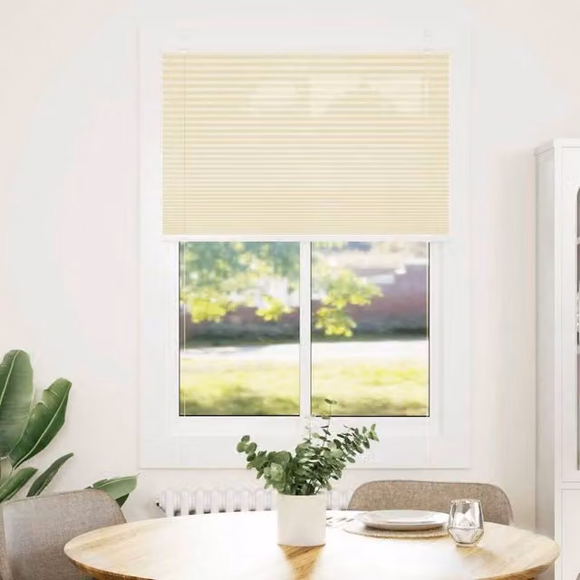 Berkfield Home Single Pleat Corded Blind in Beige Polyester, W: 94.4 cm, H: 100 cm