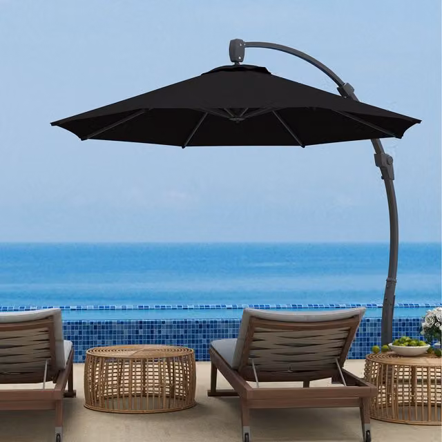 Outsunny 3m Cantilever Garden Parasol with Aluminium Frame and Crank in Black