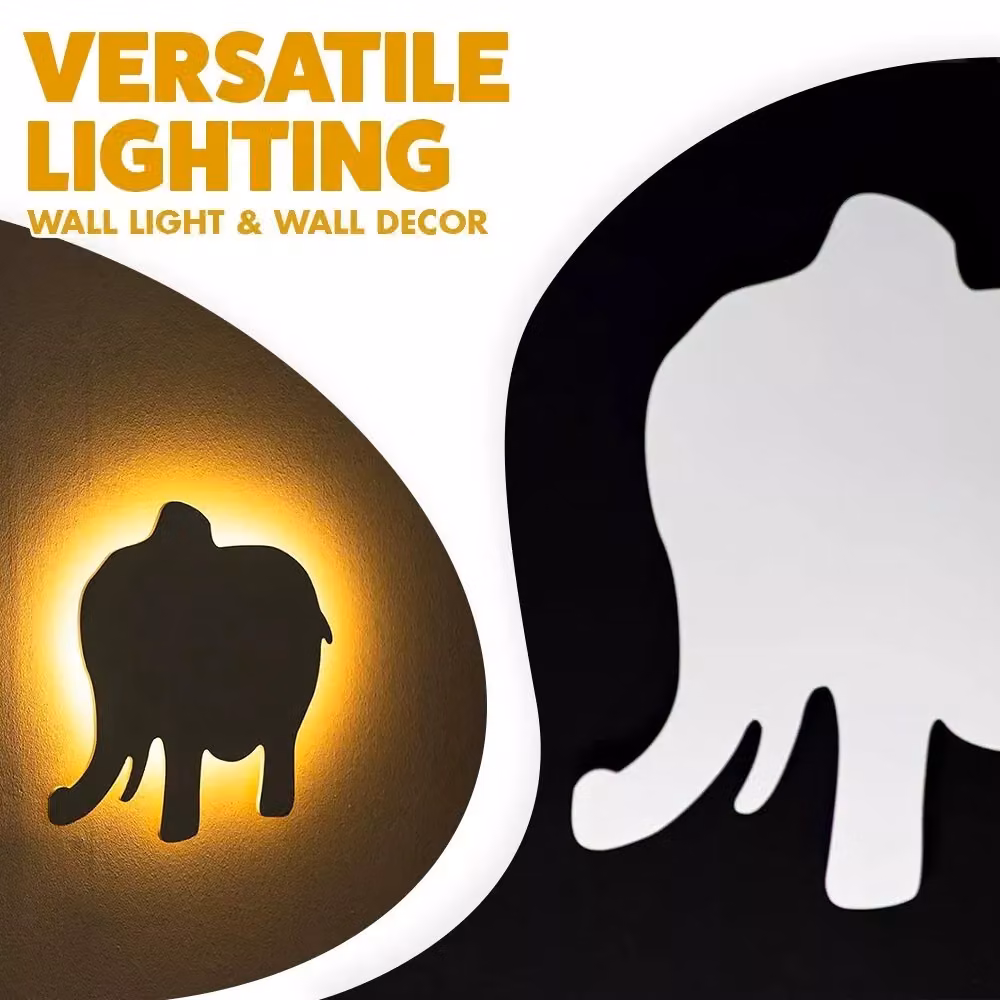 Marco Paul Elephant LED Wall Night Light in White and Wood for Childrens Nurseries – 5