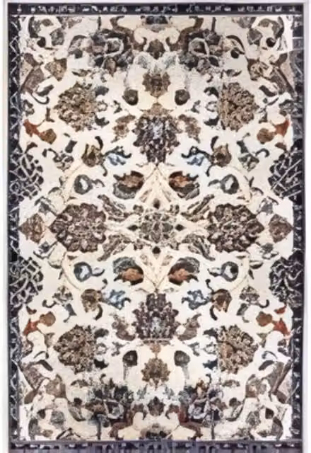 THE RUGS Caracci Orient Rug with Vintage Floral Design in Beige and Multicolour, W: 80 cm, L: 120 cm