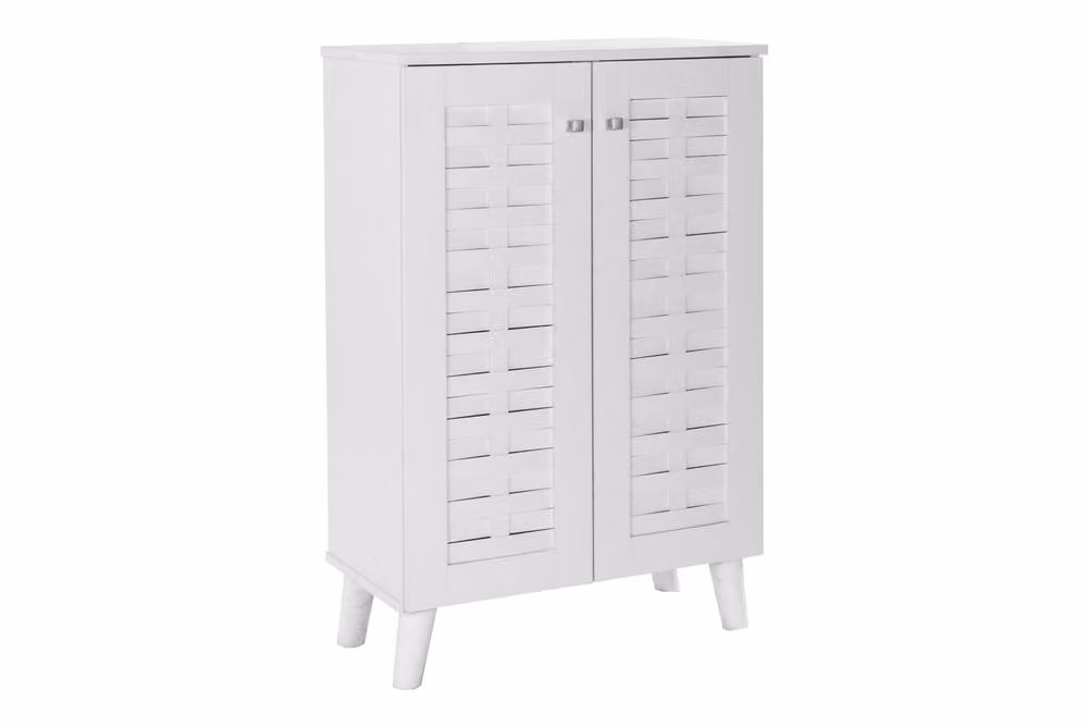 Timber Art Design Modern White 2-Door Shoe Storage Cabinet with Internal Shelves – 2