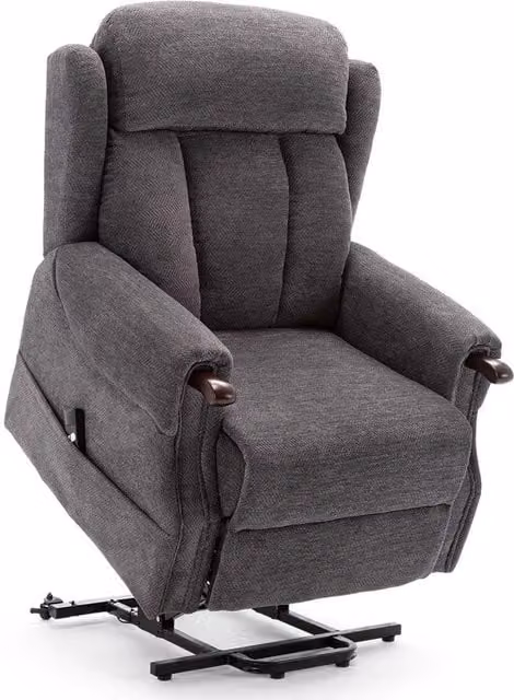 More4Homes Halton Single Motor Electric Rise Recliner Fabric Armchair in Grey