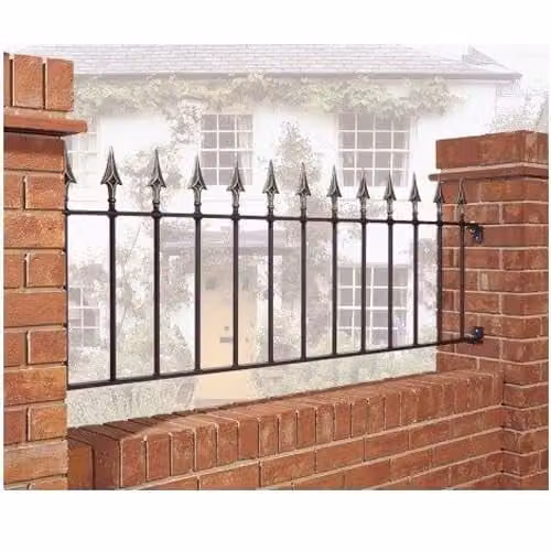 Burbage Iron Craft Balmoral Spear Top Plain Railing Panel in Black Steel, W: 183 cm, H: 56 cm