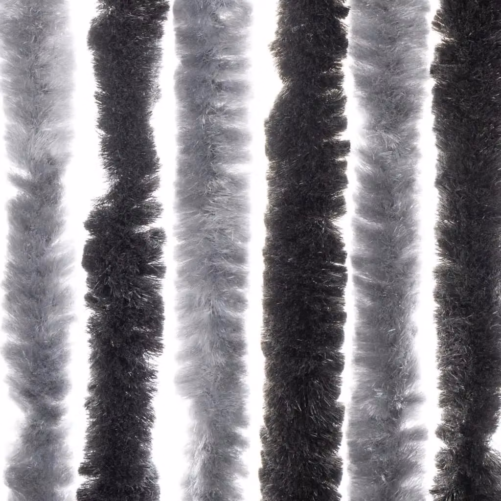 Berkfield Home Chenille Fly Curtain in Grey and Black, W: 90 cm, H: 200 cm – 5
