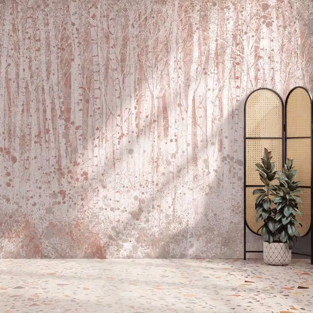 Superfresco Easy Painterly Woods Pink and Beige Abstract Minimalist Mural, W: 300 cm, H: 280 cm – 1