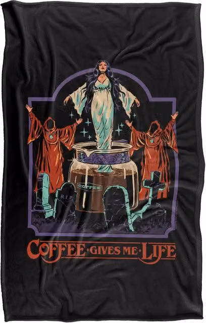 Steven Rhodes Coffee Gives Me Life Multicolour Fleece Throw Blanket W/D/H: 152 x 127 cm – 1