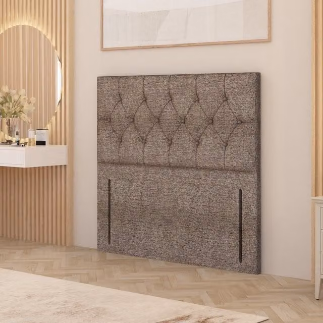 Somnior Beds Ltd Chesterfield Single Upholstered Floor Standing Headboard in Brown Tweed Fabric, Width: 137 cm