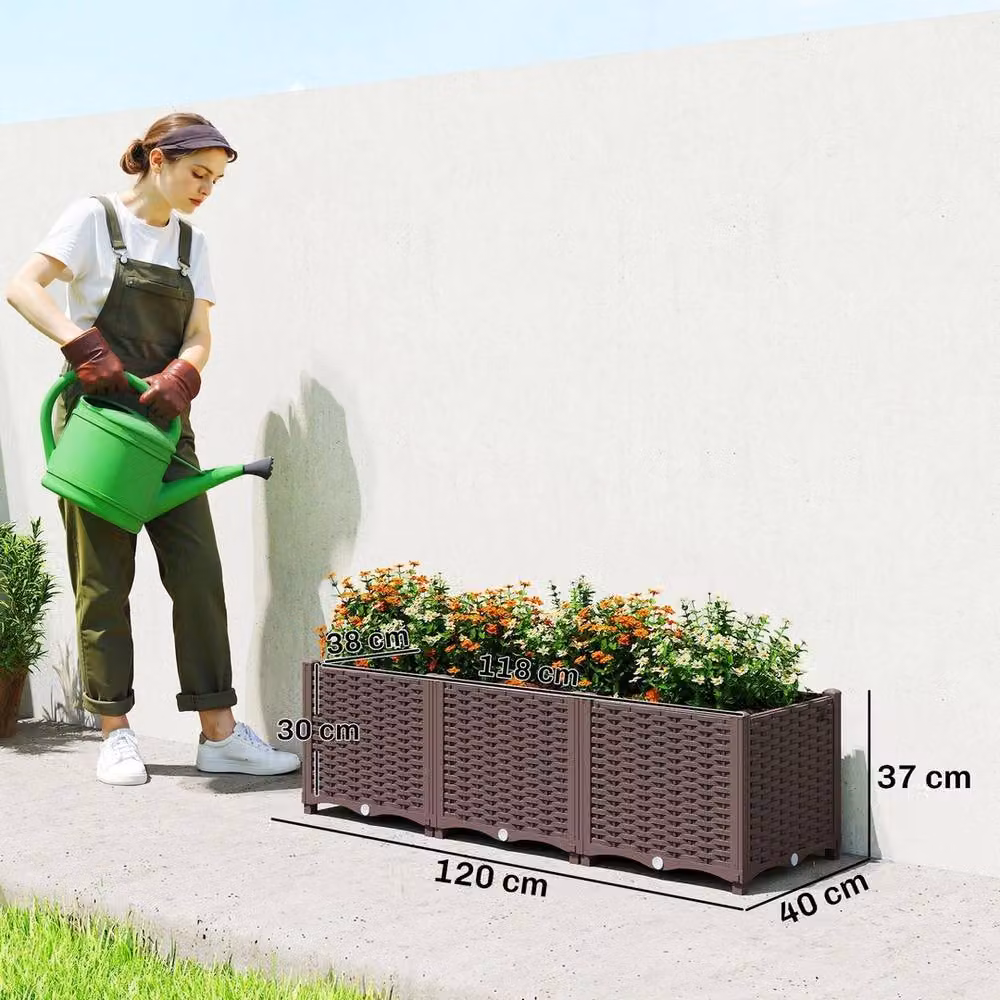 NESTLUNE Plastic Raised Garden Bed in Brown, W/D/H: 40 x 40 x 37 cm – 2