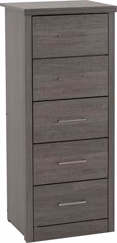 Seconique Lisbon 5 Drawer Narrow Chest in Black and Grey – 1