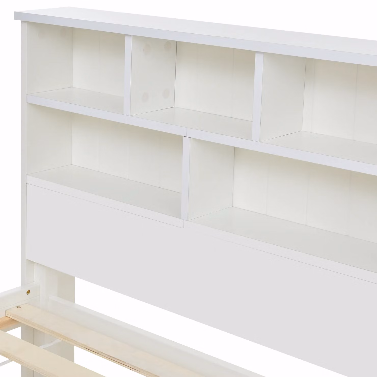 HomeTouch Rebecca White Solid Wood Double Bed Frame with Bedside Shelves and Drawers, W/D/H: 140 x 200 x 145 cm – 4