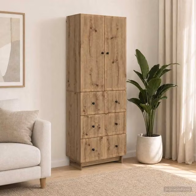 Berkfield Home 2-Piece Cabinet Set in Brown with Hinged Doors and Internal Drawers and Shelves