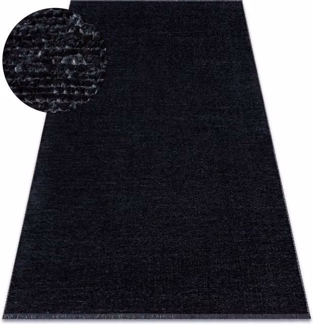 RugsX Casablanca Plus Black Rectangular Polyester Rug, W: 135 cm, D: 190 cm – 1
