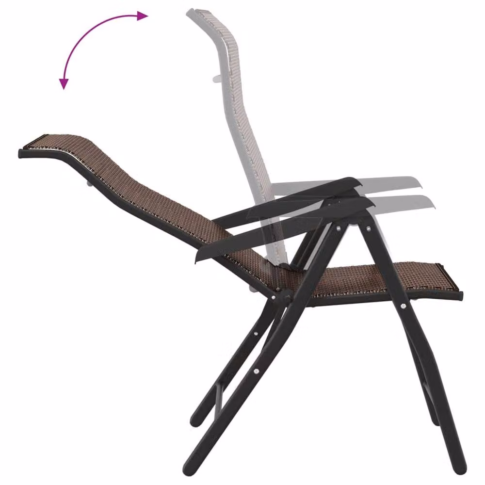 Berkfield Home Beautiful Set of 4 Brown Poly Rattan Folding Garden Chairs with Metal Frame – 5