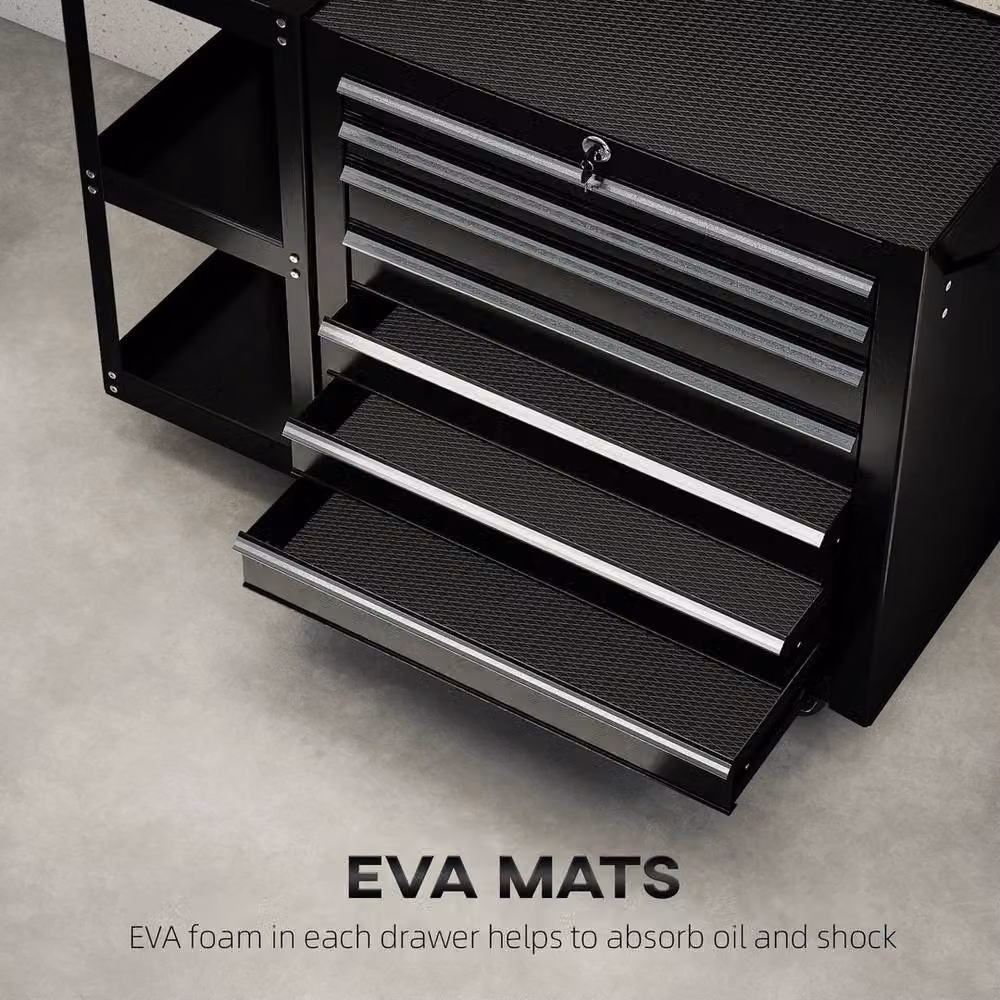 NESTLUNE 7 Drawer Lockable Steel Tool Chest on Wheels, Black – 4
